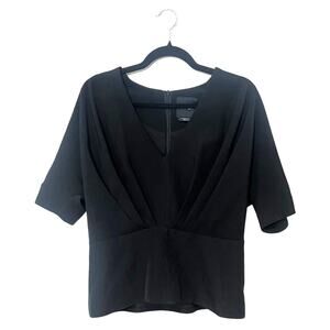 TY-LR Black Shortsleeve Ruched Top Hidden Zipper Flare Bottom Size  M